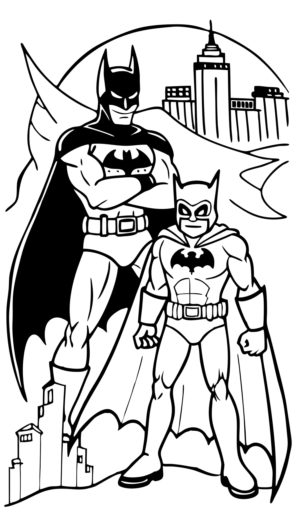 Páginas para colorear imprimibles de Batman y Robin